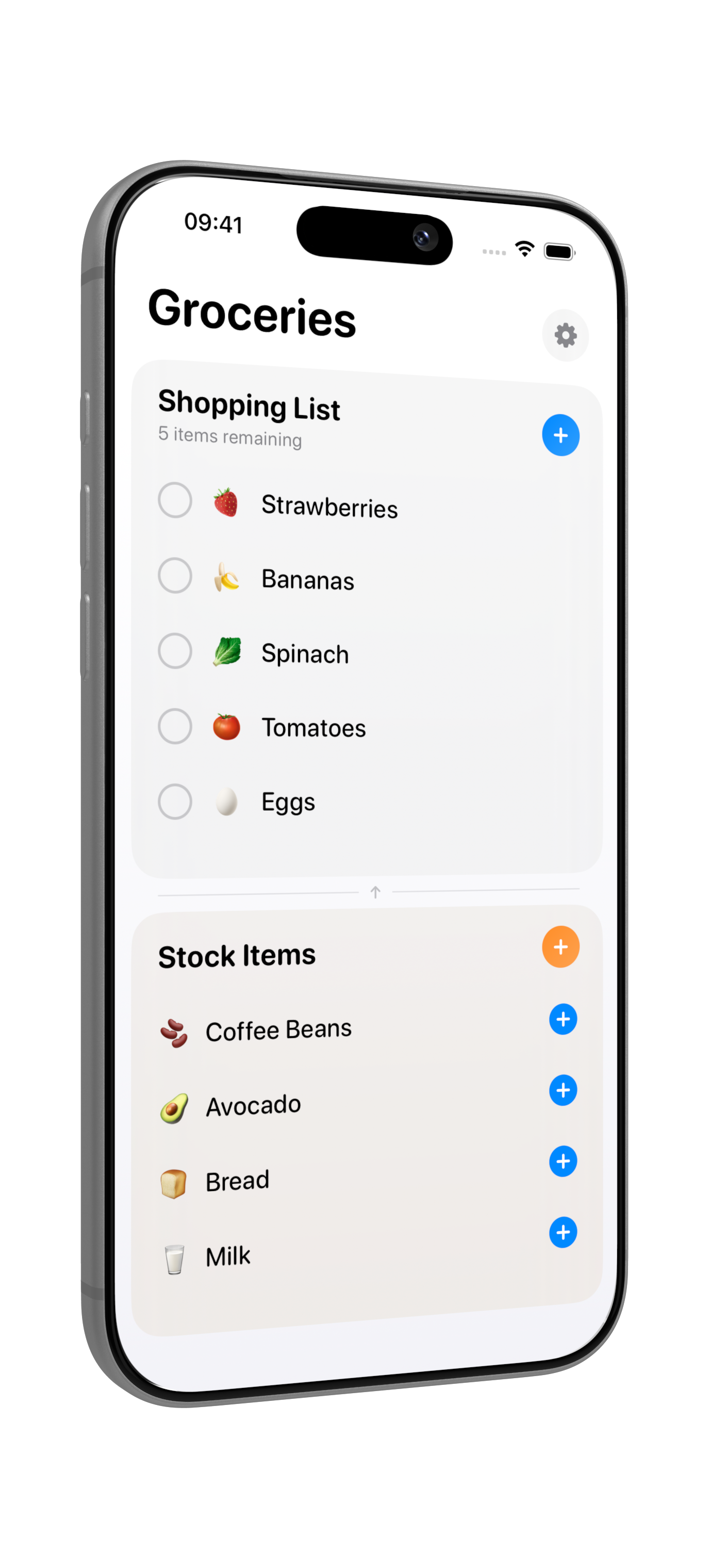Groceries app interface